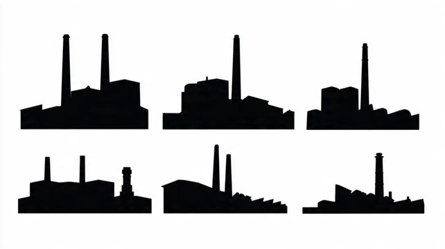 Industrial factory building silhouettes.