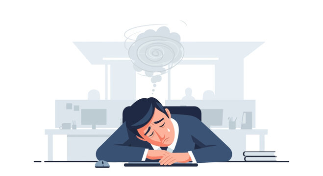 Depressed Businessman At His Desk, Representing Mental Health Struggles In The Workplace