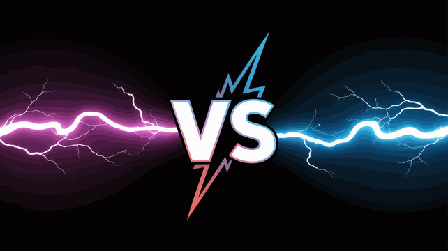 Versus graphic with lightning bolts a dynamic competition or battle illustration on black background high quality