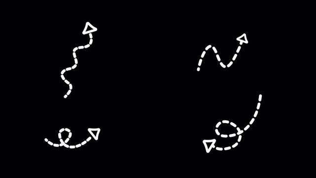 Hand drawn animated arrows dashed lines path