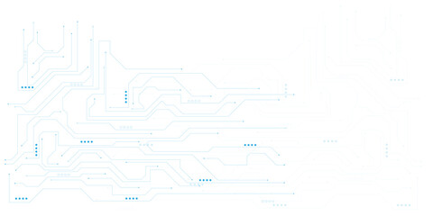 Obraz premium Futuristic blue circuit board background, digital technology motherboard pattern, abstract electronic network vector illustration for tech branding