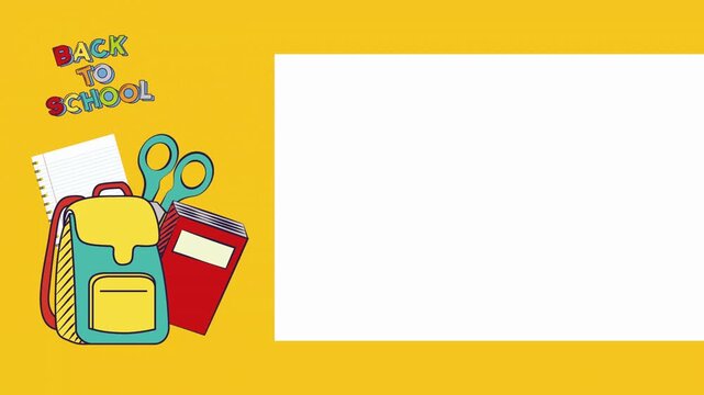 Back To School Animated Graphic with Empty Space on Yellow Background