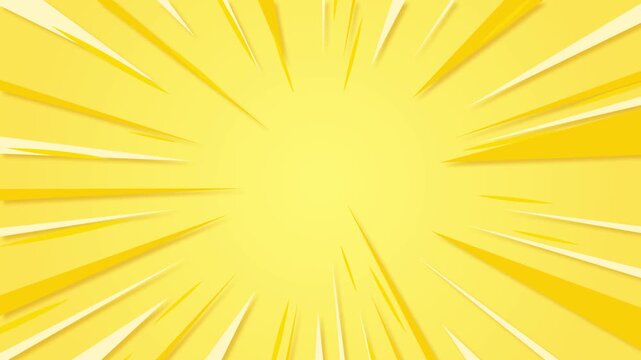 Abstract yellow comic book speed lines background looping animation with bright rays radiating from the center.