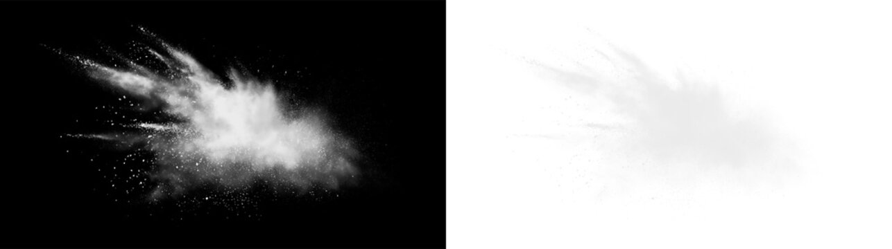 White dust particle sprite impact effect with misty edges on a transparent background for design purposes