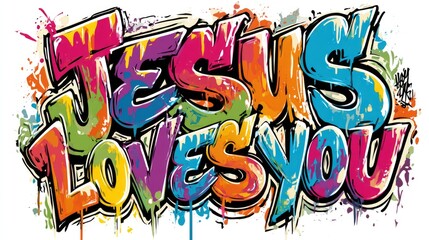 Obraz premium Jesus Loves You in Graffiti