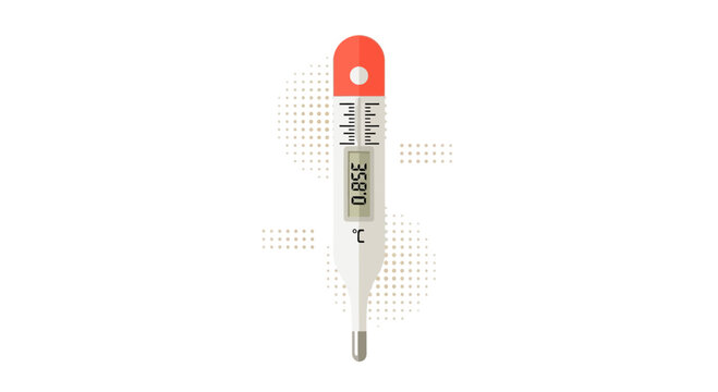 Digital Thermometer Illustrative Rendering For Medical, Health, and Clinical Use Cases