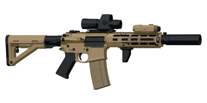 Vsai tactical assault rifle with scope and suppressor