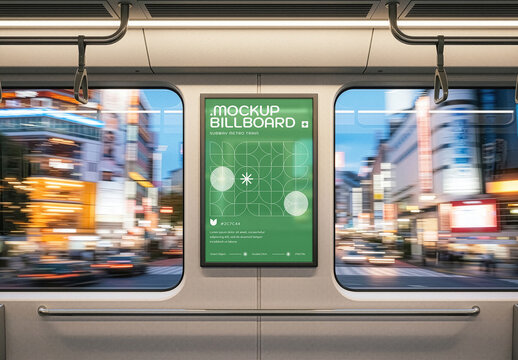 Poster Mockup Inside The Subway Metro Train