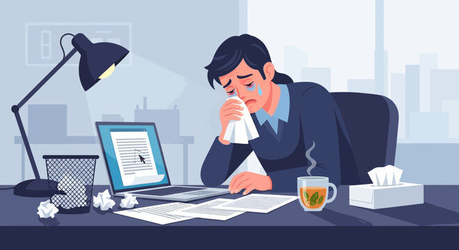 Emotional Expression In The Workplace Illustrating Overwork And Professional Stress