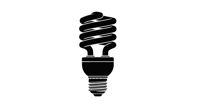 Vector illustration of compact fluorescent light bulb silhouette on a transparent background