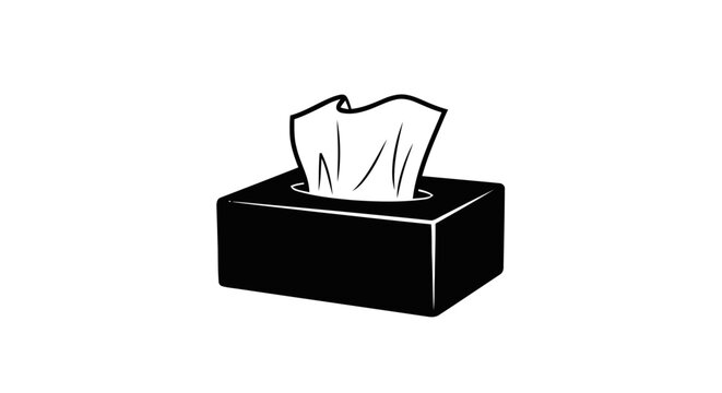Vector illustration of black tissue box with white tissue illustration on a transparent background
