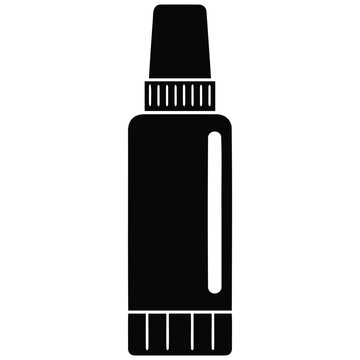 Correction fluid bottle silhouette vector illustration for school stationery and line art.