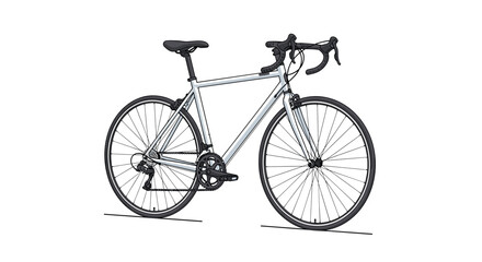 Fototapeta premium sleek modern road bicycle in silver and black colors for professional cycling and intensive outdoor sports training.