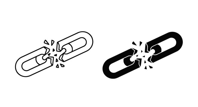 Vector illustration of broken chain link icon set, vector illustration on a transparent background