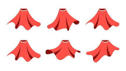 Fototapeta premium six red stylized cape shapes isolated on a white background high quality professional detailed modern elegant