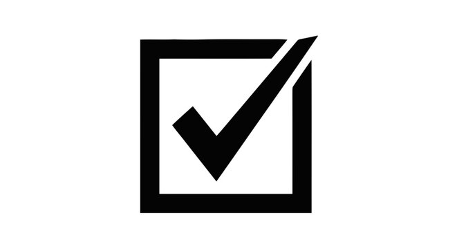 Vector illustration of check mark icon inside a square box on a transparent background