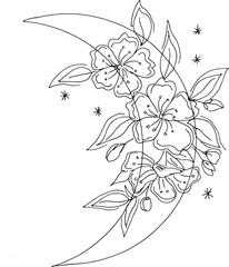 Fototapeta premium Hand Drawn Floral Line Art – Botanical Flower Outline Illustration