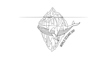 Whale Underneath Iceberg, World Oceans Day Illustration © Chichi