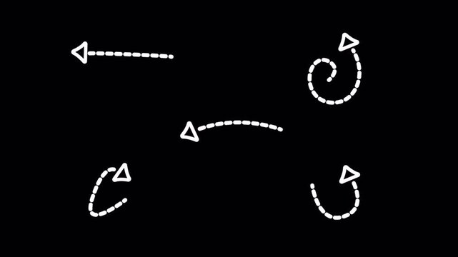 Hand drawn dashed arrows curves spirals