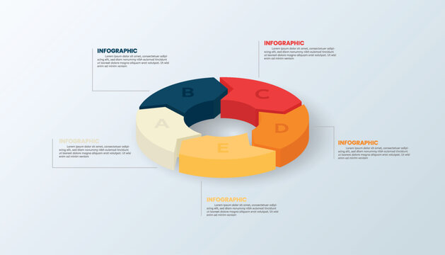 3d vector donut chart with infographic labels and data visualization