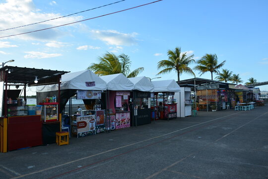 Food stalls lined up at Bacolod baywalk in Bacolod, Philippines