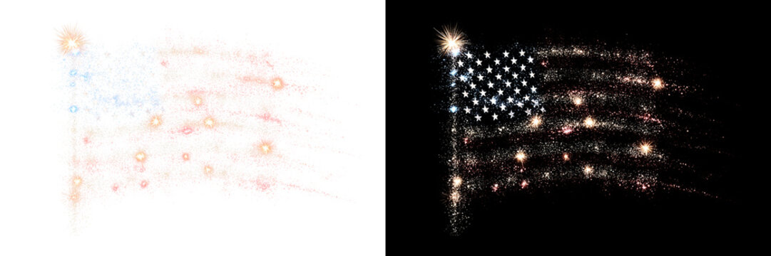 Red and white fireworks transparent png overlay with stars and spark effect