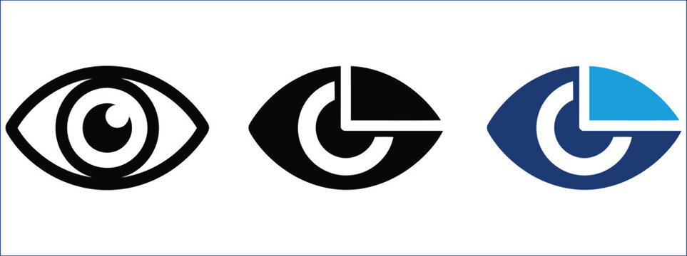 Eye view sign vector illustration. Minimal vision symbol for observation, tracking and information discovery concept