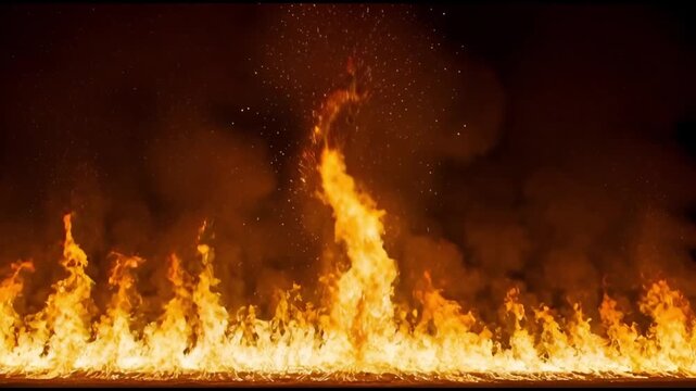 Intense wall of fire with a large mushroomshaped explosion flame