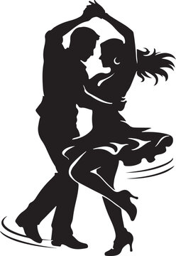  silhouette of salsa couple spinning fast