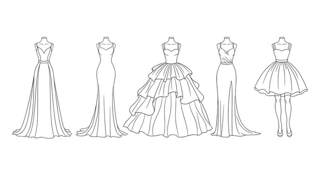 Bridal dress collection in line art