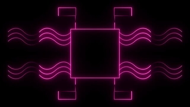Abstract blue glowing geometric shapes motion graphics, futuristic data processing animation on dark background.4.k animation video
