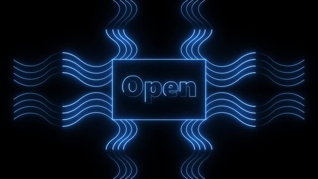 Abstract blue glowing geometric shapes motion graphics, futuristic data processing animation on dark background.4.k animation video