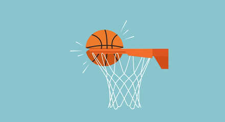 Basketball scores a slam dunk into the hoop, dynamic action, sports illustration © Setiyawan