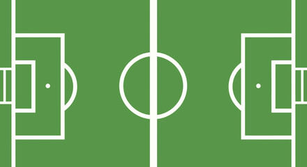 Soccer Field Top View - Green Grass with White Lines and Goal Boxes © Setiyawan