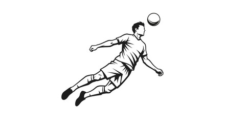 Soccer Player Heading Ball, Dynamic Action Shot, Sports Illustration © Setiyawan