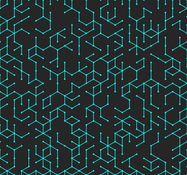 Futuristic blue technology vector seamless pattern, electronic motherboard, abstract background with High-tech technology texture
