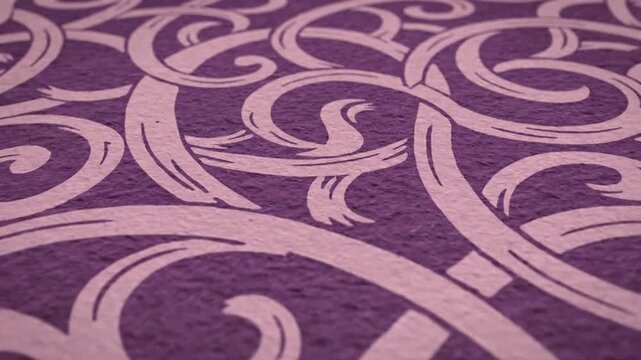 Elegant Purple Ornamental Swirl Pattern On Textured Surface Background Video