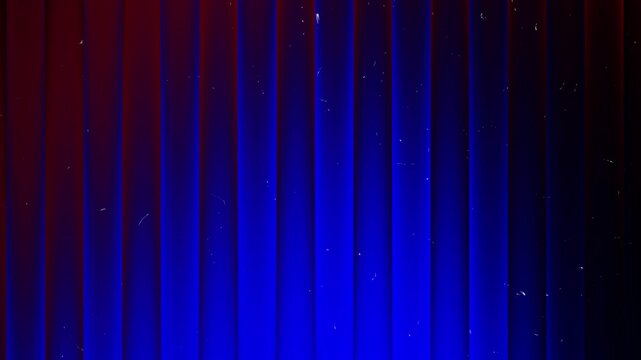 Abstract Geometric Pattern with Changing Blue and Red Light and Film Grain