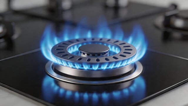 Gas stove burner with blue flame