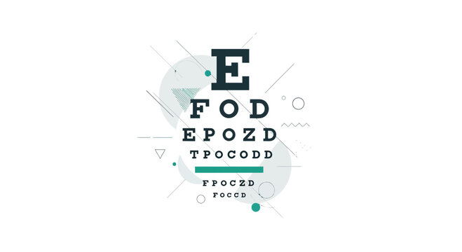 Eye Chart Illustration With Geometric Shapes, Abstract Design Aesthetic On White Background