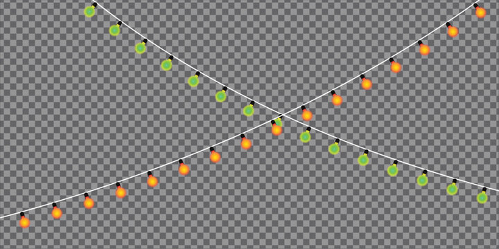 Colorful string lights on grid background