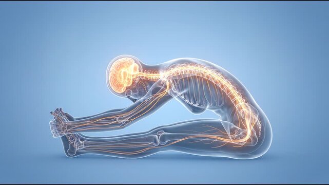 3D Medical Animation of Human Nervous System During Leg Stretch