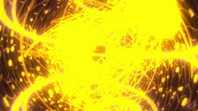 Amber Sci-Fi Ring Flow Abstract Energy Wave Wireframe Sphere 4K Seamless VJ Loop