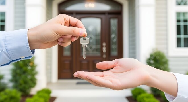 Handing over keys to new home real estate transaction and ownership