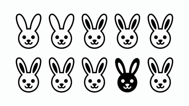 rabbit head silhouettes collection of black bunny shapes on a white background high quality professional detailed