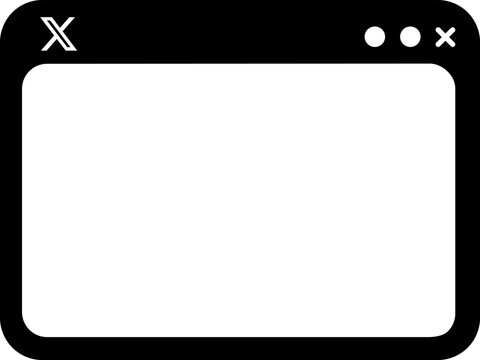Minimalist social media browser window for the X platform, black header design with modern white logo, clean user interface for professional web content display