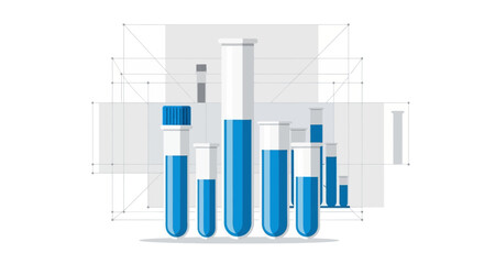 Obraz premium Graphic Illustration Of Scientific Lab Experiment With Colorful Test Tubes In Laboratory