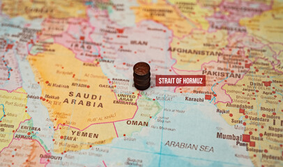Fototapeta na wymiar Global energy crisis follows Strait of Hormuz blockade.
