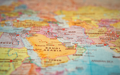 Obraz premium Political map of Middle East.