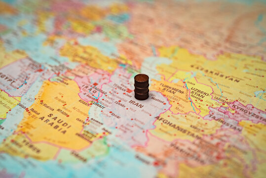 Fuel barrel marks strategic Iranian energy interests.